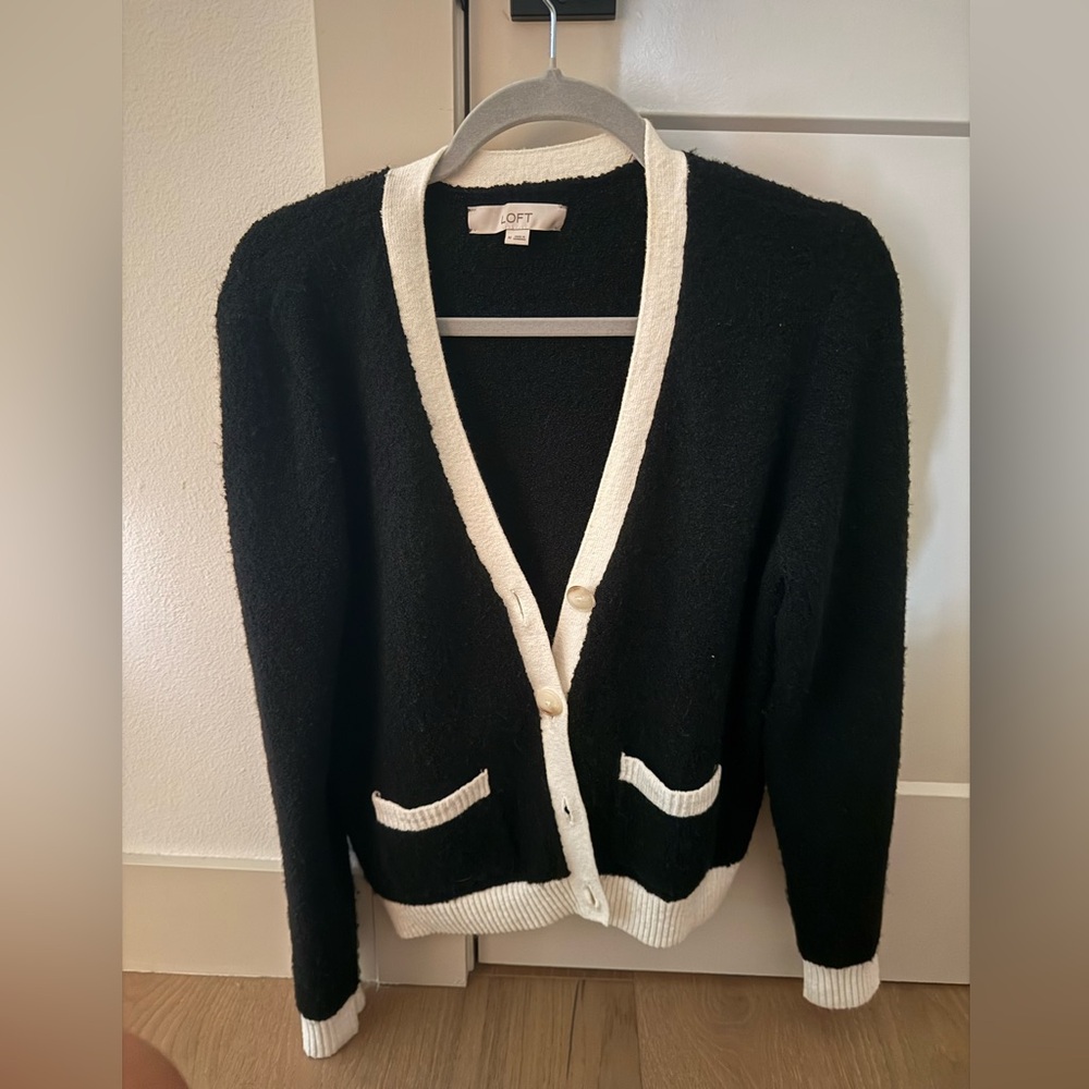 Loft black and white cardigan